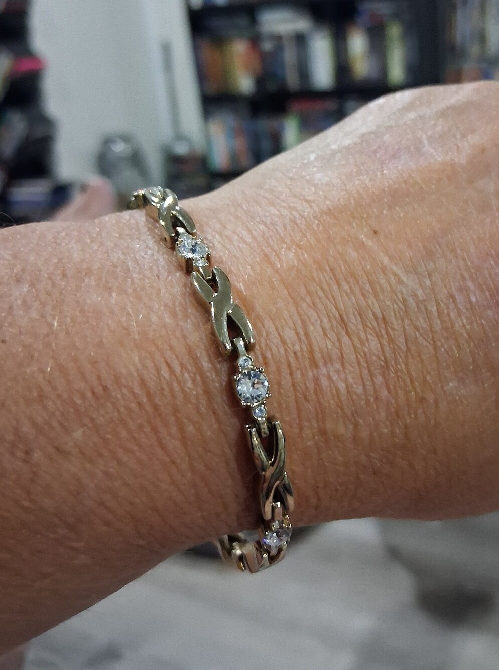 14Kt Gold over .925 Sterling Silver CZ Tennis Bracelet 7.5" Safety Clasp